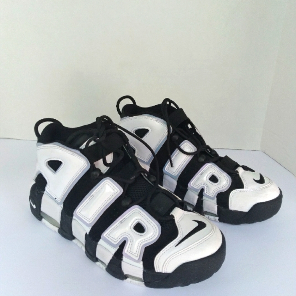 Nike Air More Uptempo Sneakers Basketball‎ Shoes Black White Size 8.5